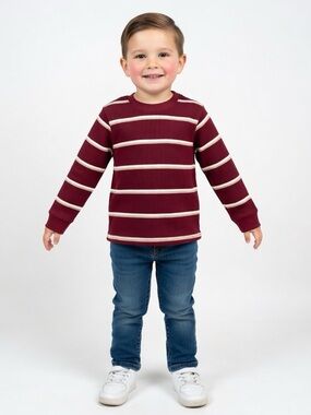 Boy’s Burgundy Stripe Long-Sleeve Tee